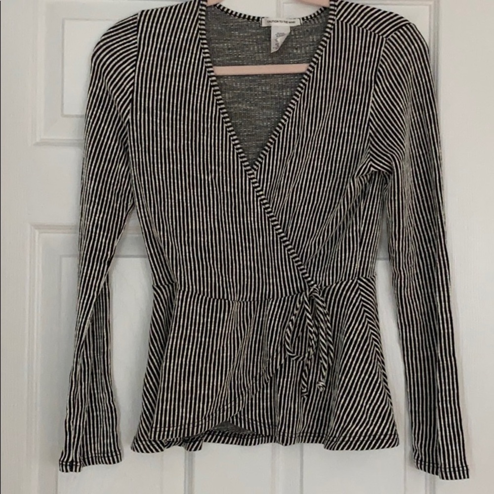 NWOT Stripped Cross-over Top